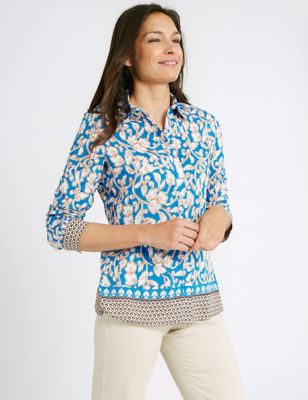 Cotton & Silk Blend Printed Shirt